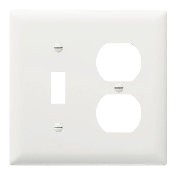 Pass & Seymour Combination Openings, 1 Toggle Switch and 1 Duplex Receptacle, Two Gang, White