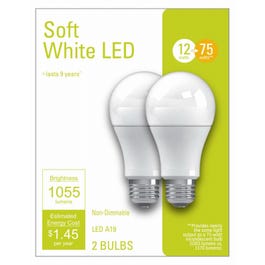 LED Light Bulbs, A21, Soft White, 1055 Lumens, 12-Watts, 2-Pk.