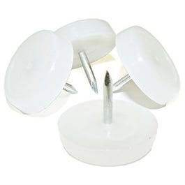 Furniture Glides, Nail-On, White Plastic, 7/8-In., 4-Pk.