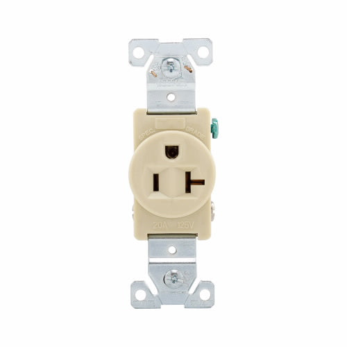 Eaton Cooper Wiring Commercial Specification Grade Single Receptacle 20A, 125V Ivory (125V, Ivory)