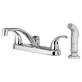 Kitchen Faucet With Spray, 2 Decorative Lever Handles, Chrome
