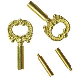 Lamp Socket Keys, 1/2-In. Extension, Brass Finish Plastic, 4/36-In., 2-Pk.