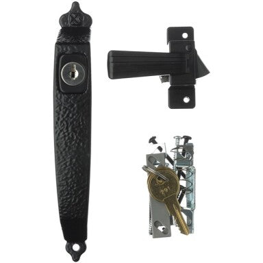 Hampton Products Keyed Colonial Push Button Latch, Black (3-5/16